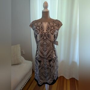 Liz Claiborne Paisley Print Sheath Dress with Bateau Neckline